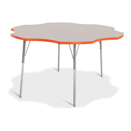 Jonti-Craft Berries Six Leaf Activity Table, 60 in., A-height, Freckled Gray/Orange/Gray 6458JCA114